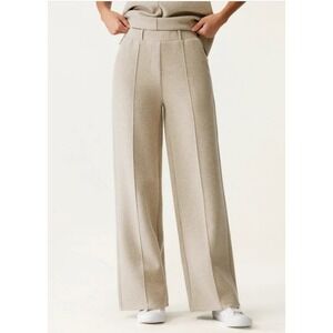 NEW OGL Tan FuzzLuxe High Waisted Wide Leg Pull On Pants Size Small